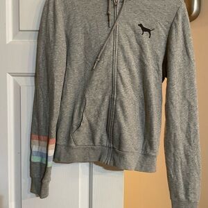Victoria's Secret Pink Gray Zip-Up Hoodie